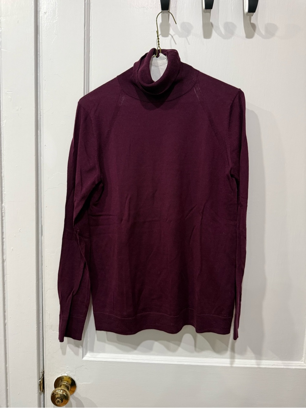 Banana Republic Lightweight Merino Wool Turtleneck Sweater Deep Plum Worn Once M